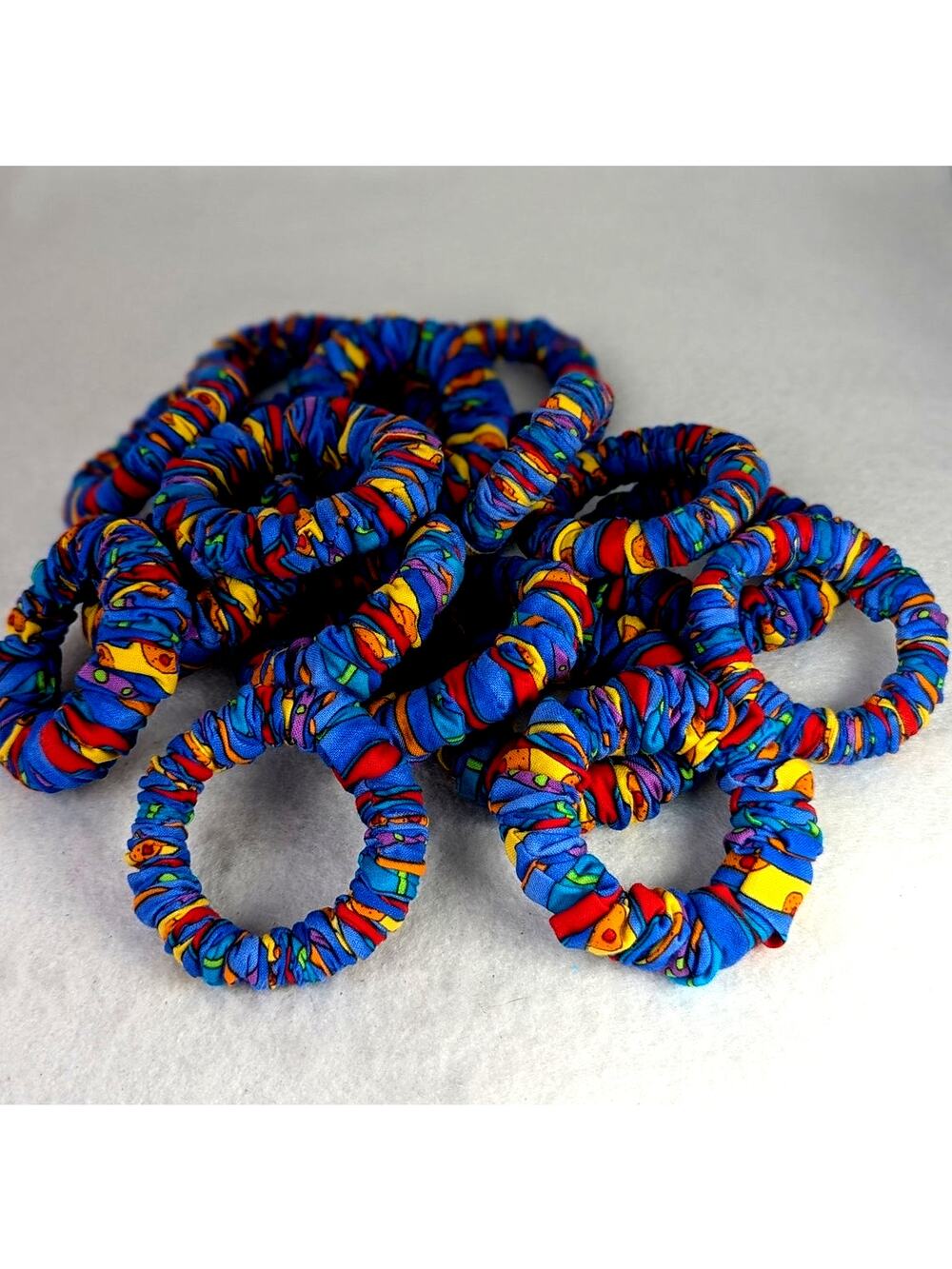 Set 16 Napkin Rings fabric vintage NWOT Handmade 2.5"Plastic base Mexican colors